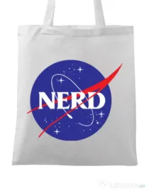 Sacosa din panza Nerd Alb