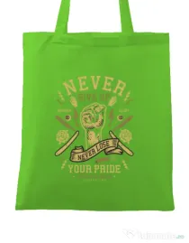 Sacosa din panza Never Give Up Verde mar