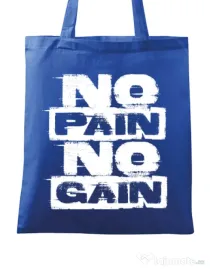 Sacosa din panza No pain, no gain Albastru regal