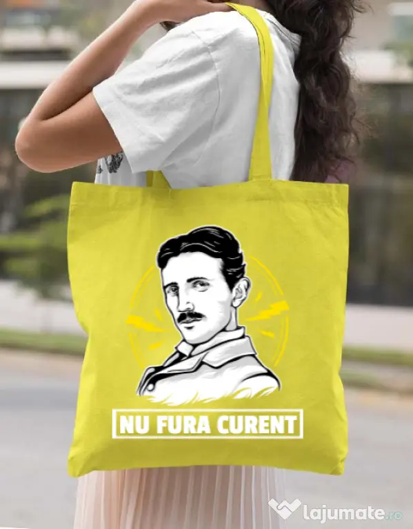 Sacosa din panza Nu fura curent Galben