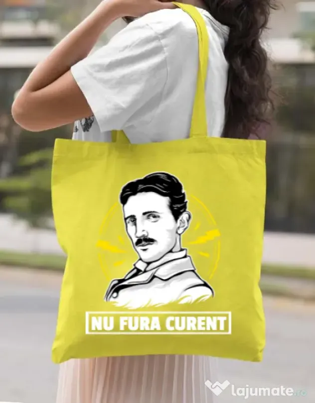 Sacosa din panza Nu fura curent Galben