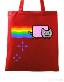 Sacosa din panza Nyan cat Rosu