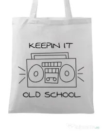 Sacosa din panza Old school stereo Alb