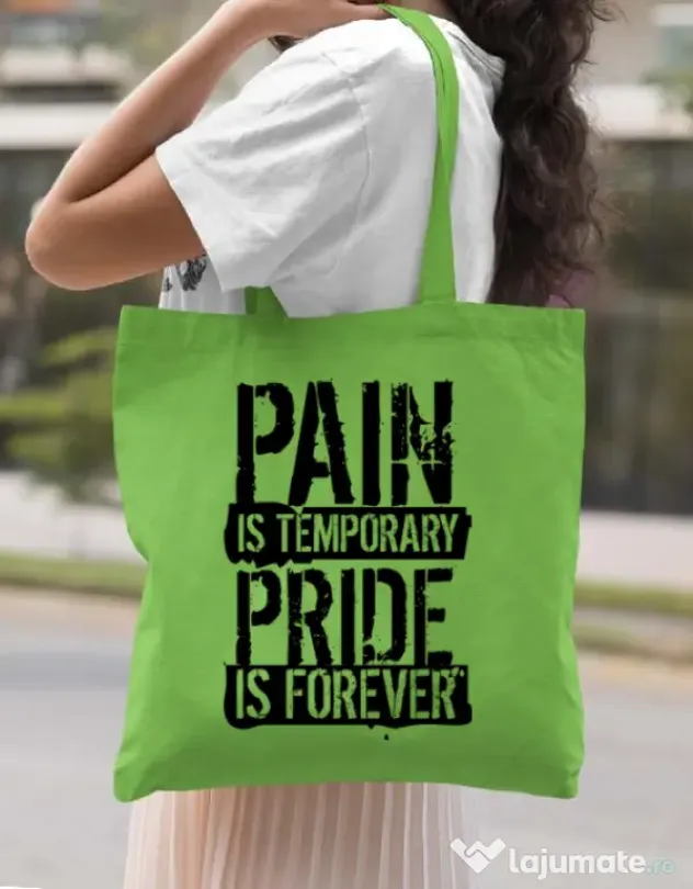 Sacosa din panza Pain and pride Verde mar