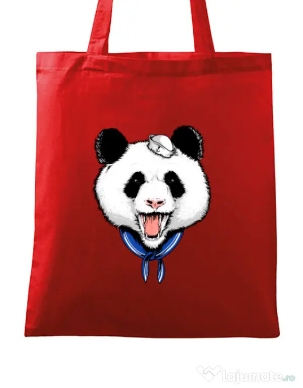 Sacosa din panza Panda Sailor Rosu
