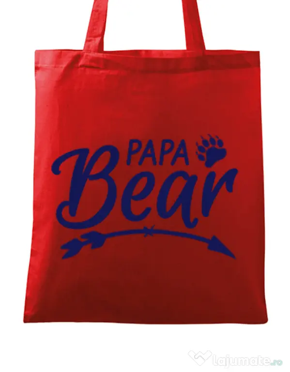 Sacosa din panza Papa bear Rosu