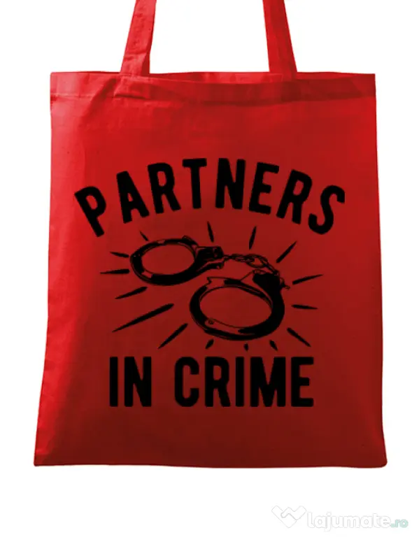 Sacosa din panza Partners in crime 1 Rosu