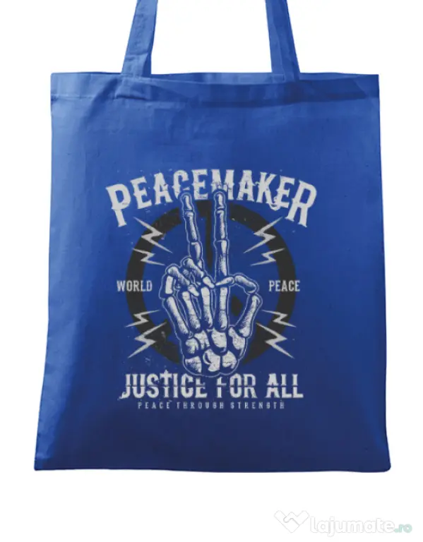 Sacosa din panza Peace Maker Albastru regal