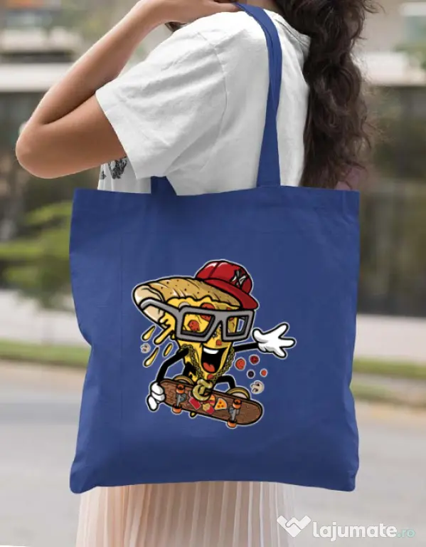 Sacosa din panza Pizza Skater Albastru regal