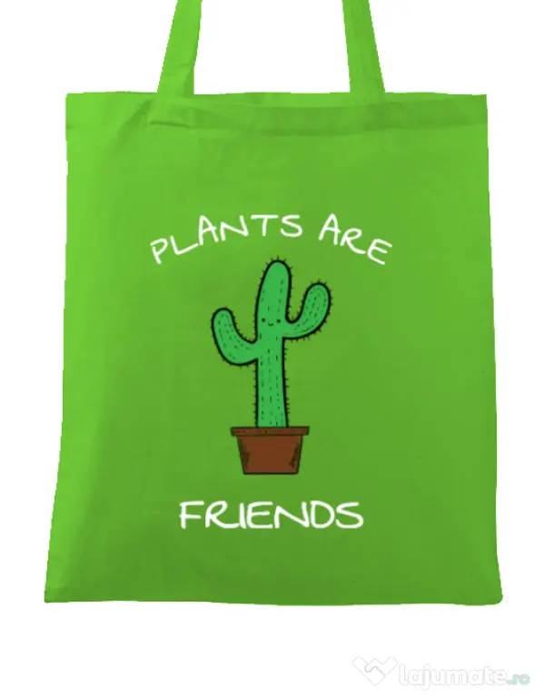 Sacosa din panza Plants are friends Verde mar