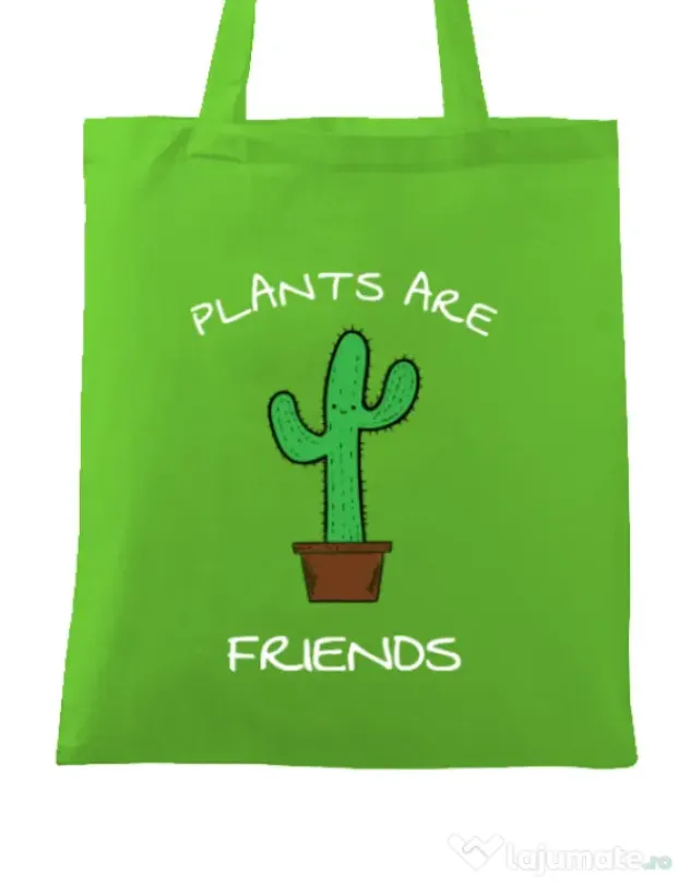 Sacosa din panza Plants are friends Verde mar