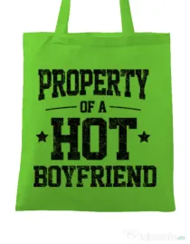 Sacosa din panza Property of a hot boyfriend Verde mar
