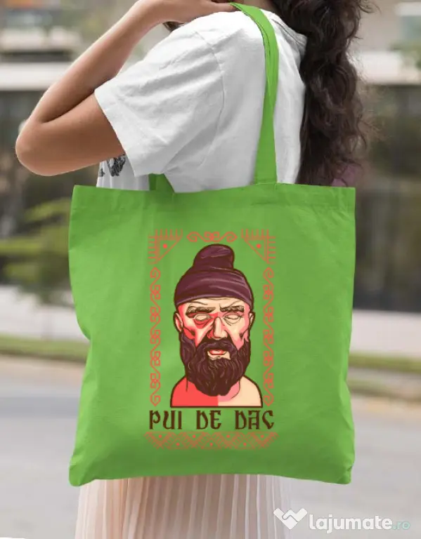 Sacosa din panza Pui de dac Verde mar