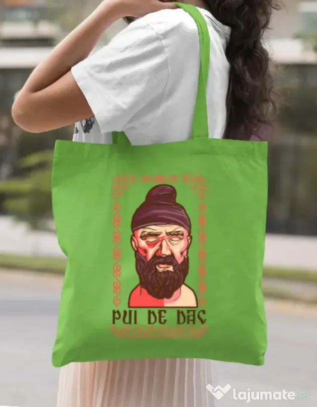 Sacosa din panza Pui de dac Verde mar