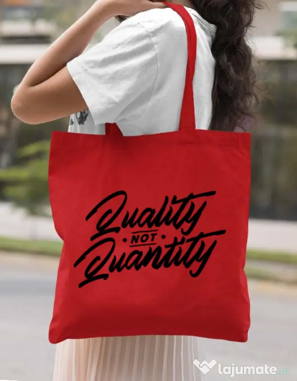 Sacosa din panza Quality not quantity Rosu