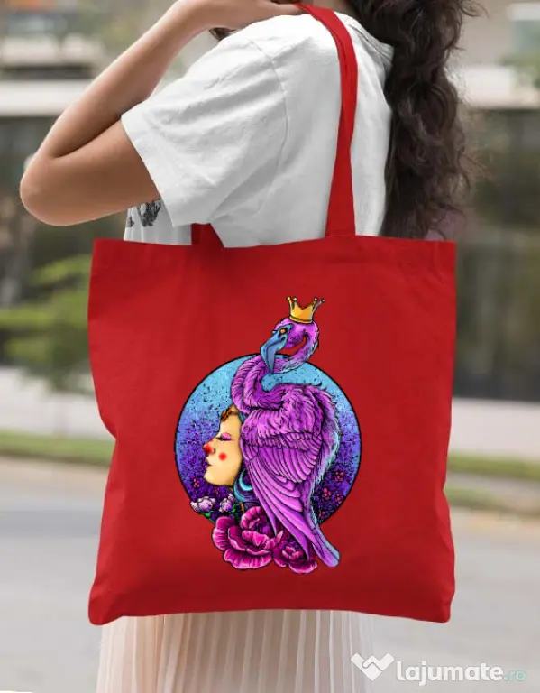 Sacosa din panza Queen Rosu