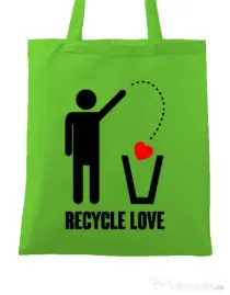 Sacosa din panza Recycle love Verde mar