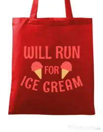 Sacosa din panza Running for ice cream Rosu