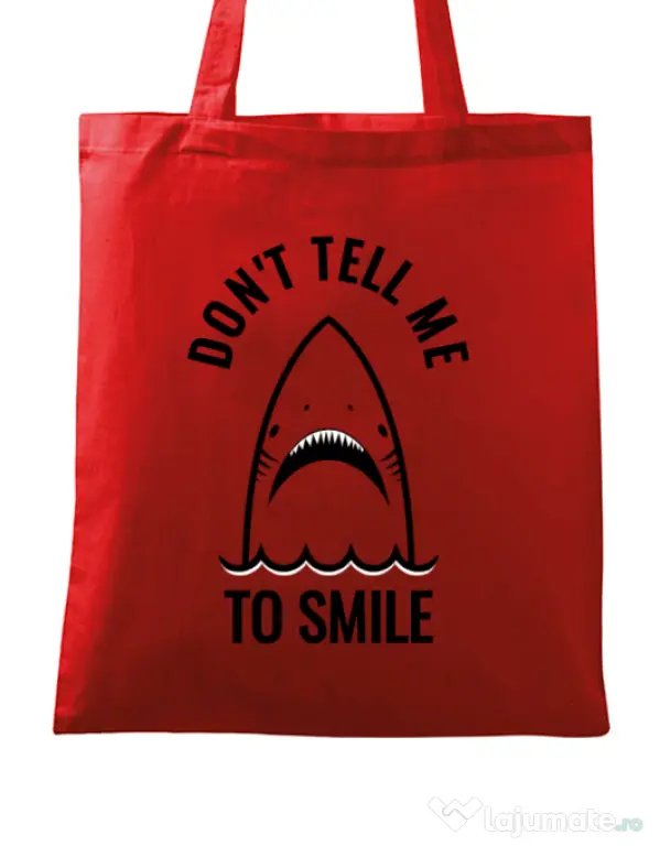 Sacosa din panza Sad shark Rosu