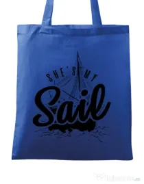 Sacosa din panza She s my sail Albastru regal