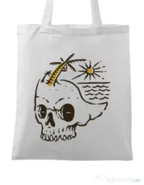 Sacosa din panza Skull Island Alb