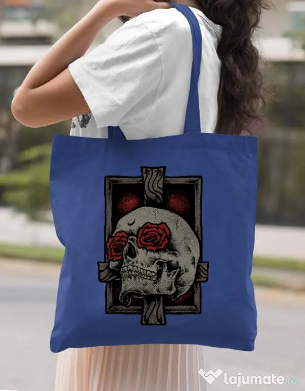 Sacosa din panza Skullcross Albastru regal