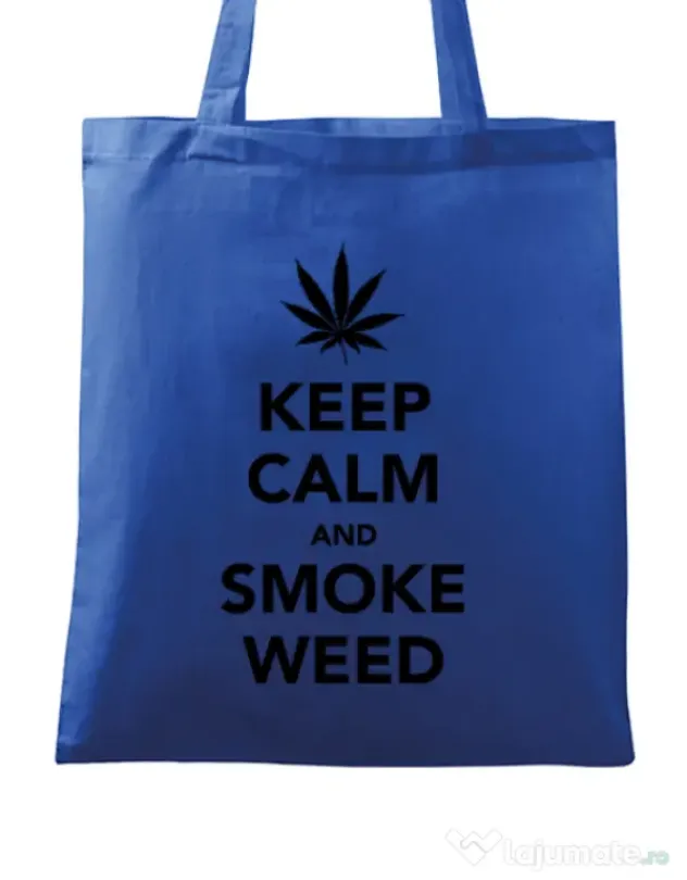 Sacosa din panza Smoke weed Albastru regal