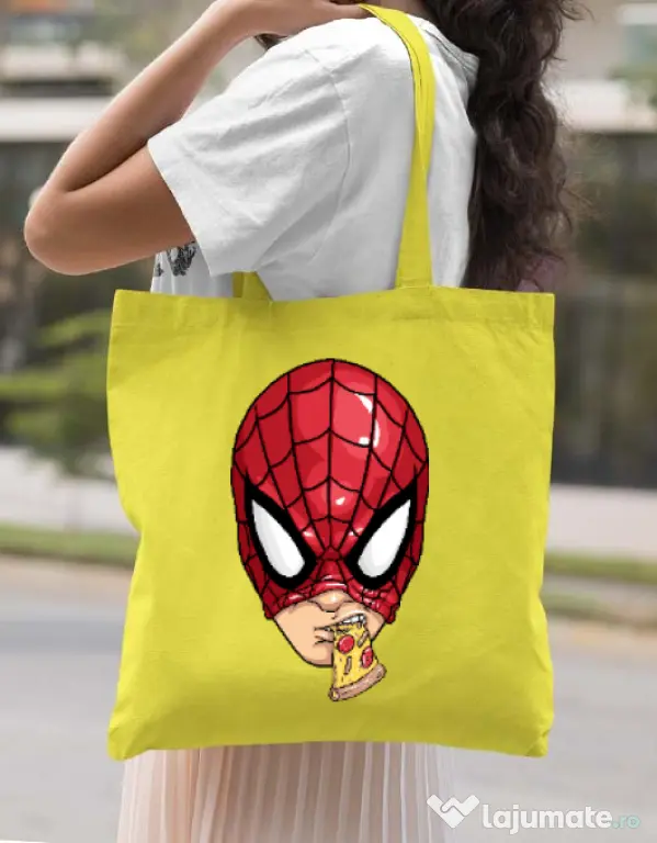 Sacosa din panza Spiderman pizza Galben