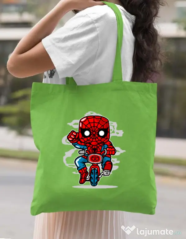 Sacosa din panza Spidey Minibike Verde mar
