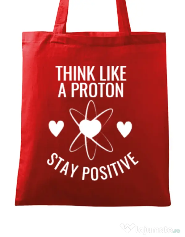 Sacosa din panza Stay positive Rosu