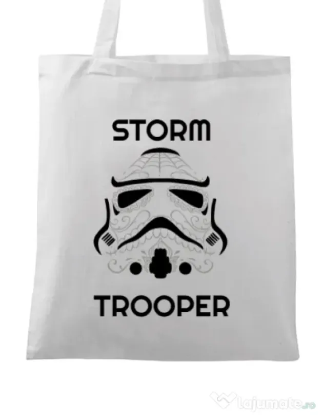 Sacosa din panza Storm trooper Alb