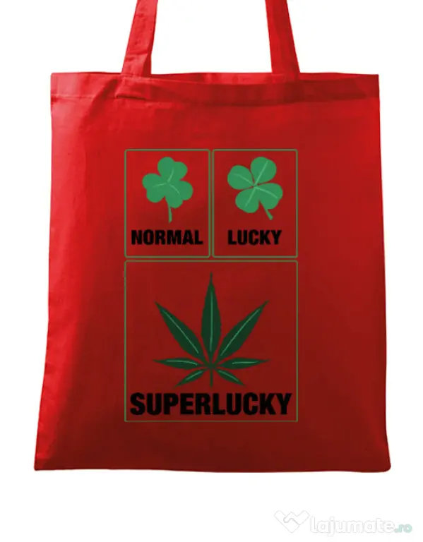 Sacosa din panza Super lucky Rosu