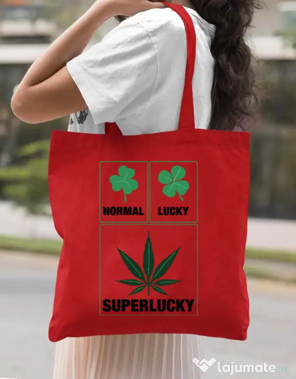 Sacosa din panza Super lucky Rosu