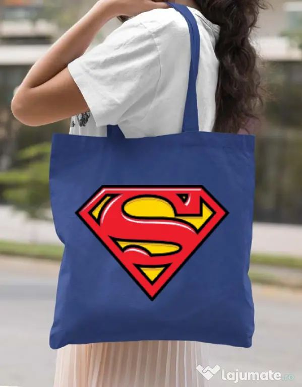 Sacosa din panza Superman Albastru regal