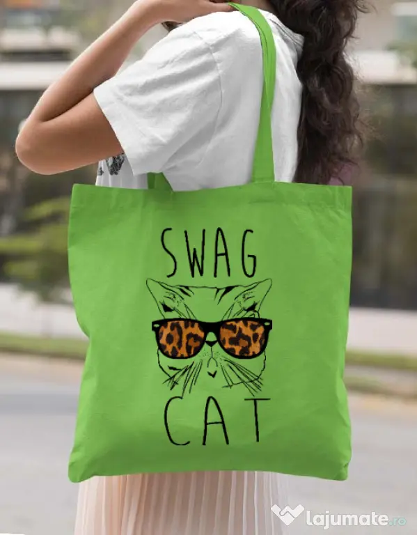 Sacosa din panza Swag cat Verde mar