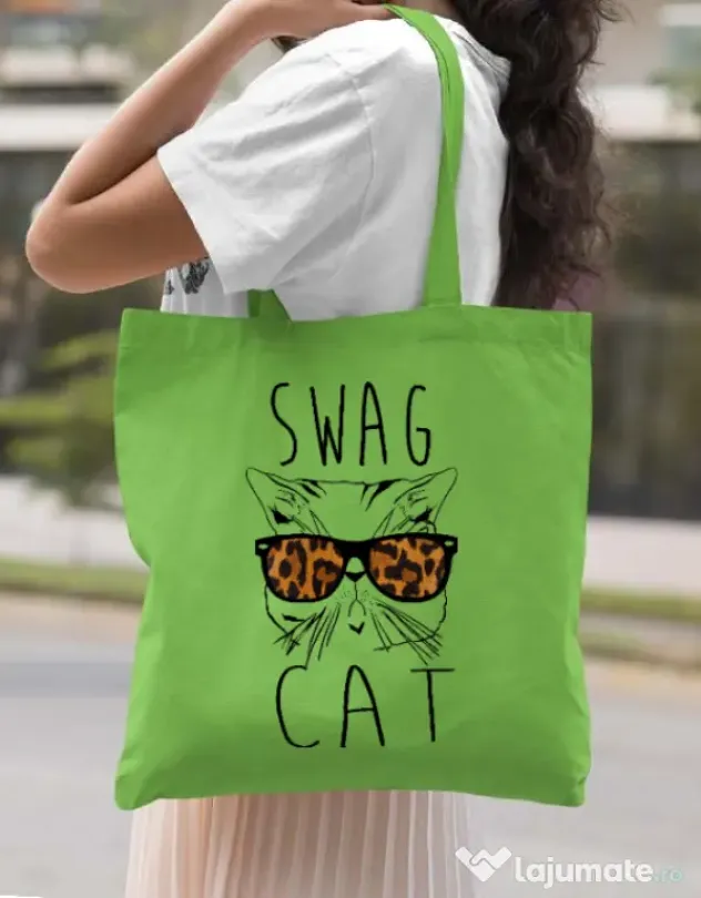 Sacosa din panza Swag cat Verde mar