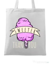 Sacosa din panza Sweeter than you Alb