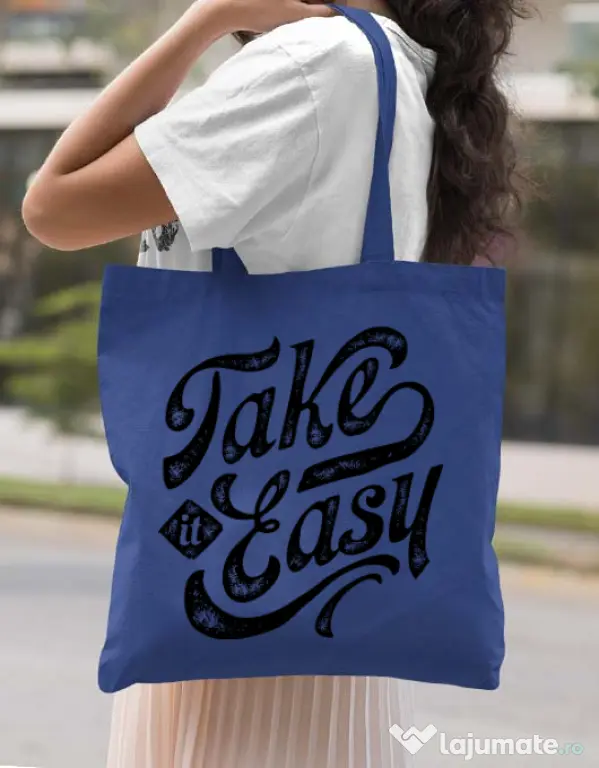 Sacosa din panza Take it easy Albastru regal
