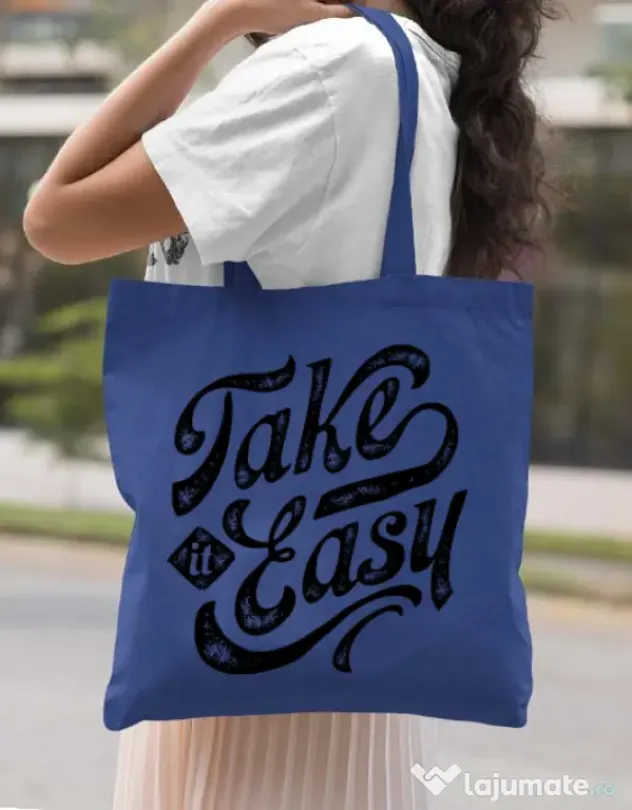 Sacosa din panza Take it easy Albastru regal
