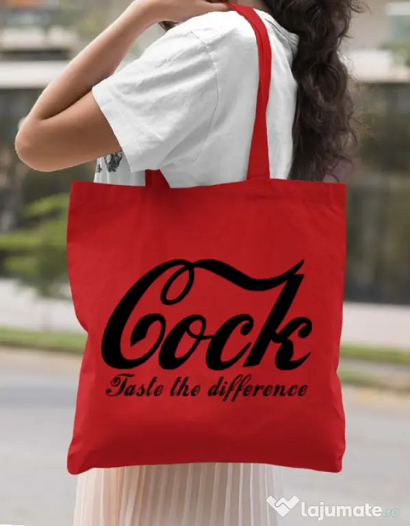 Sacosa din panza Taste the difference Rosu