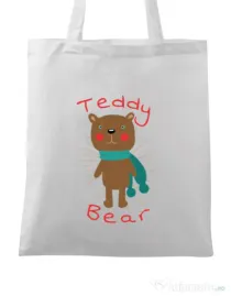 Sacosa din panza Teddy bear Alb