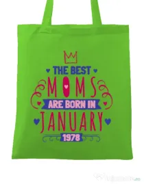 Sacosa din panza The best moms January Verde mar