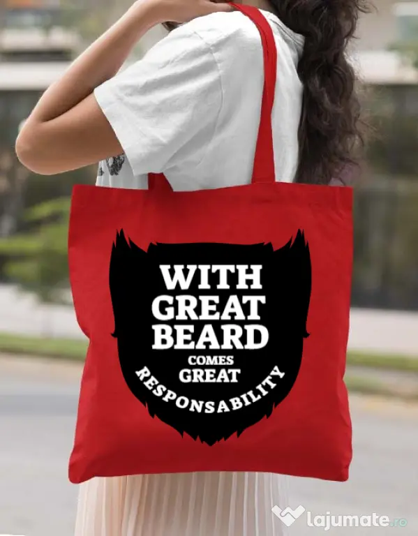 Sacosa din panza The great beard Rosu