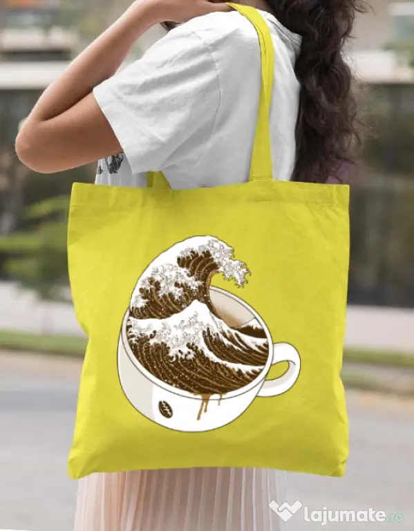 Sacosa din panza The Great Wave off Coffee Galben