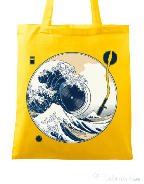 Sacosa din panza The Great Wave off Sound Galben