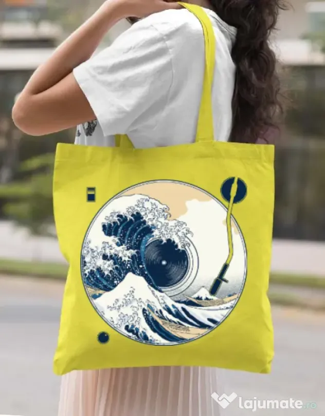 Sacosa din panza The Great Wave off Sound Galben