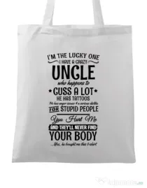 Sacosa din panza The lucky one Alb