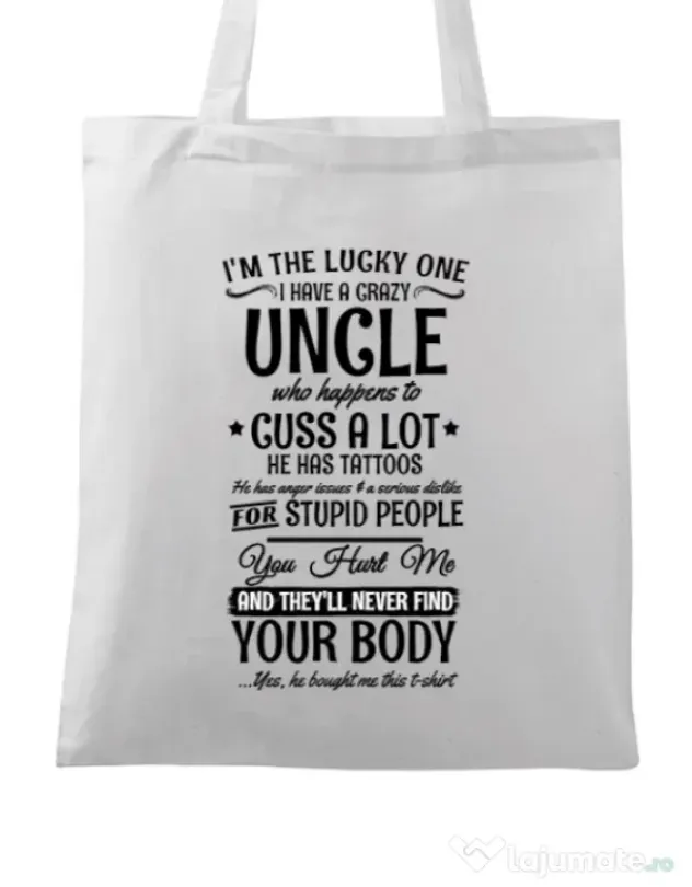 Sacosa din panza The lucky one Alb