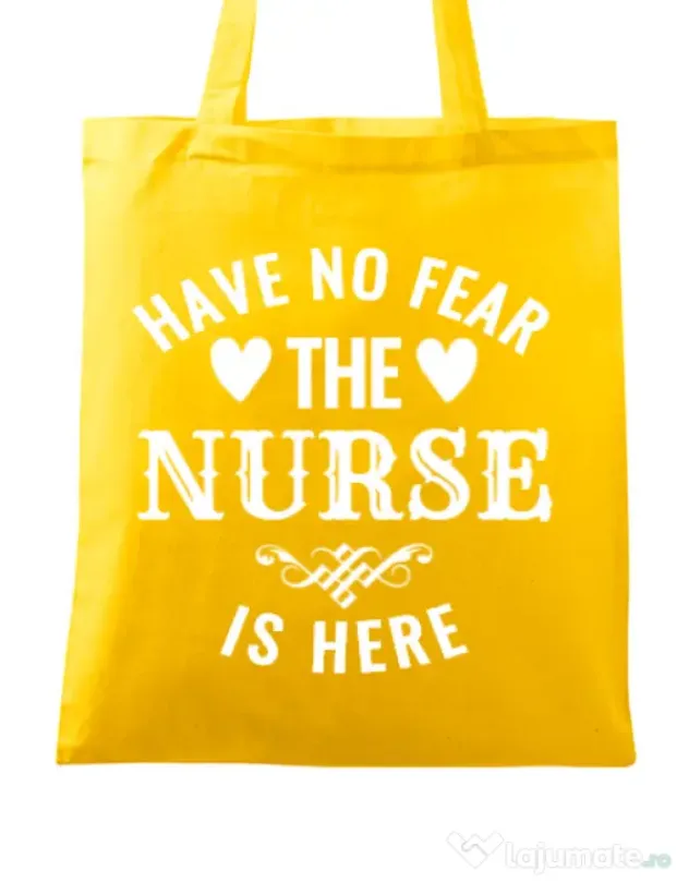 Sacosa din panza The nurse is here Galben