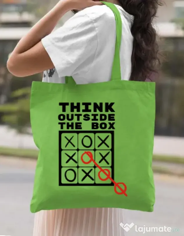 Sacosa din panza Think outside the box Verde mar